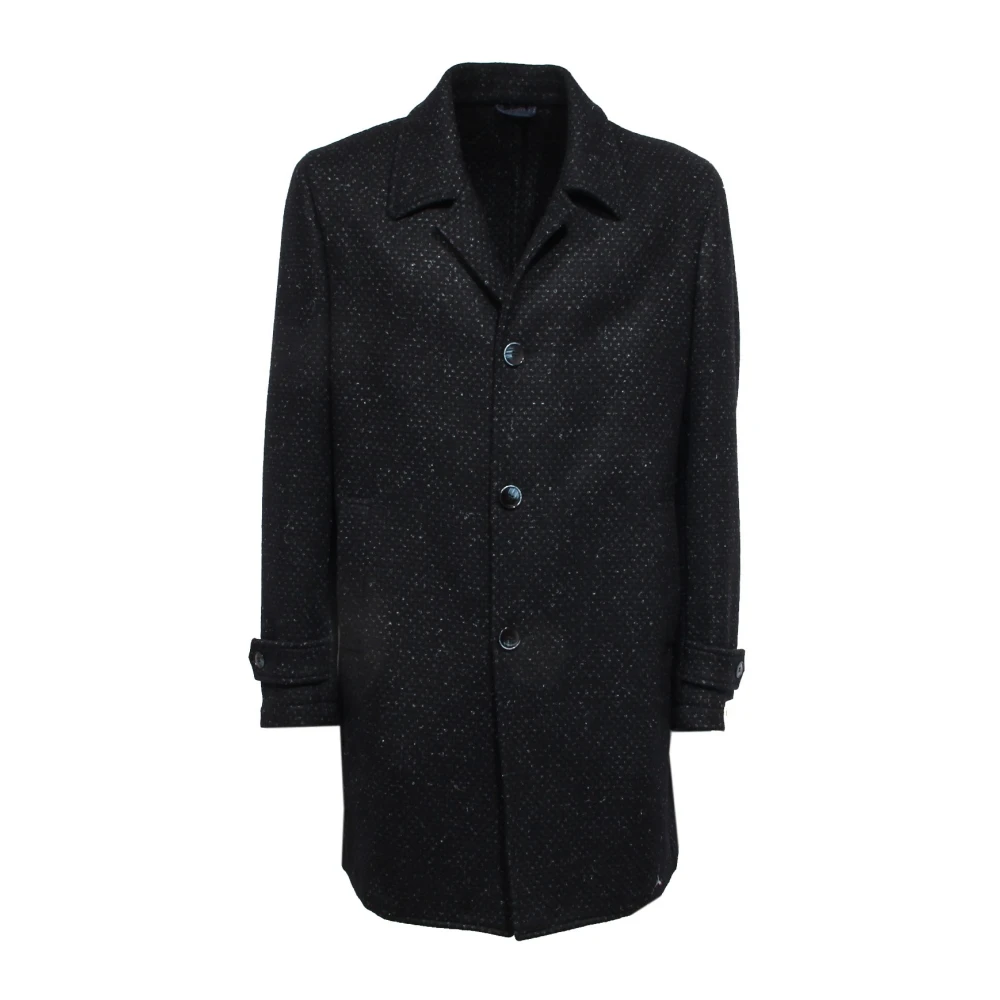 L.b.m. 1911 Men's Black Melange Wool Jacket Coat