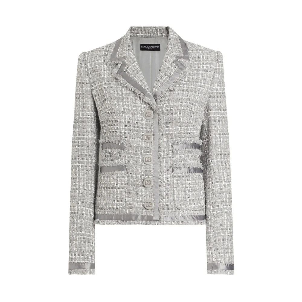 Dolce & Gabbana Zen Grey Versleten Jas met Zakken Gray Dames