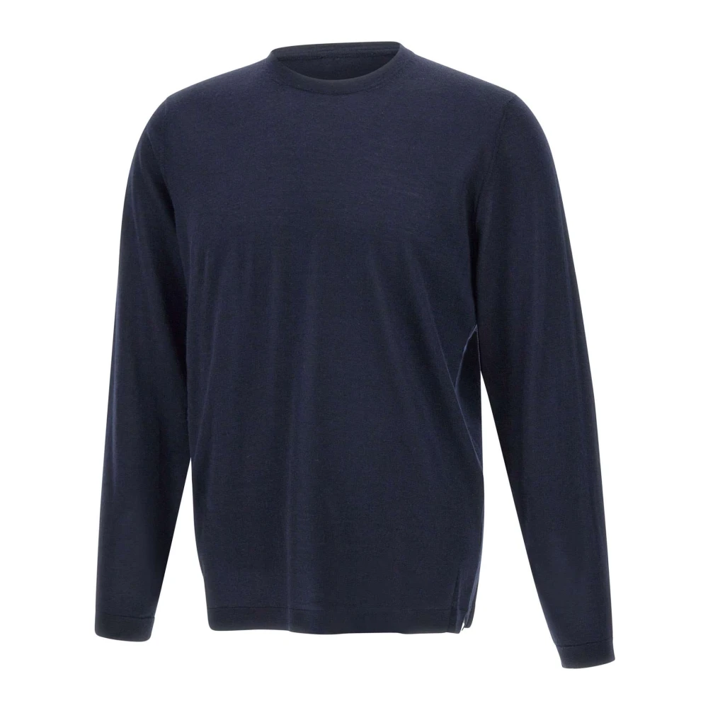 Filippo De Laurentiis Navy Blue Wol Zijde Kasjmier Trui Blue Heren