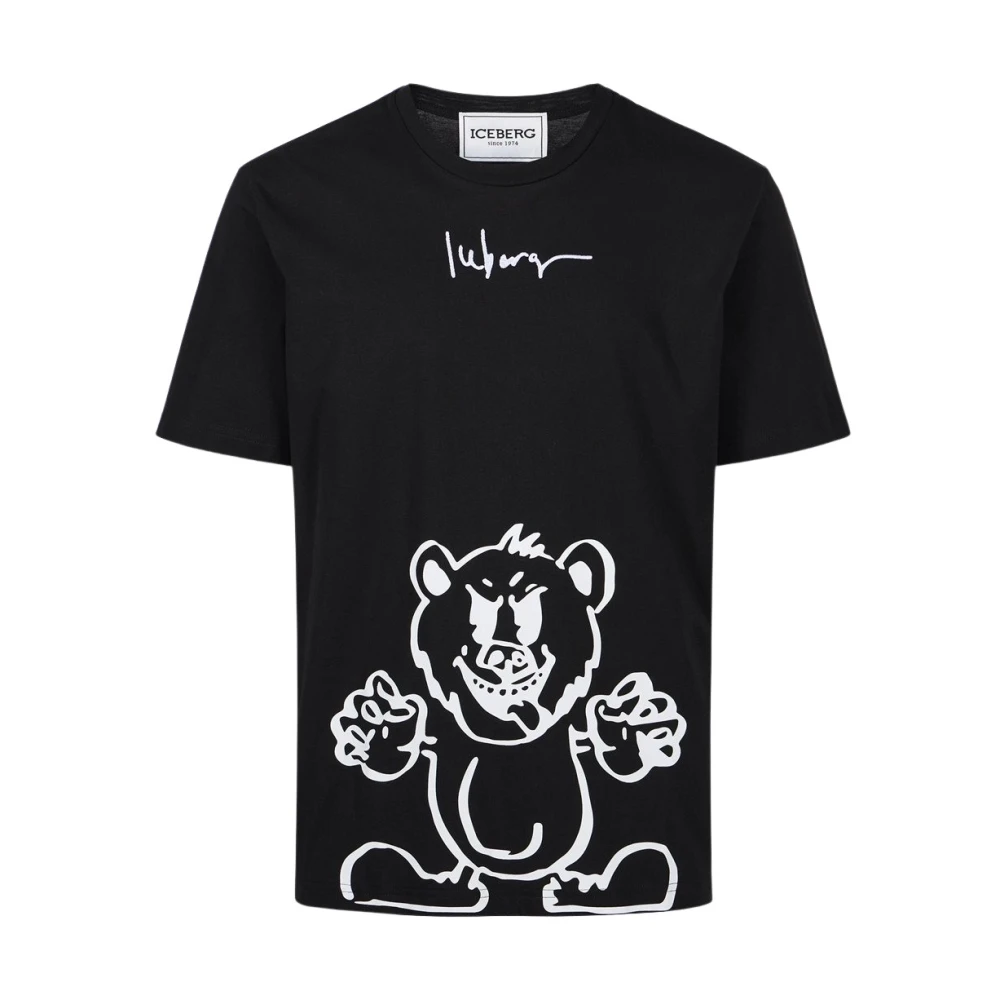 Iceberg T-shirt met korte mouwen met logo en print Black Heren