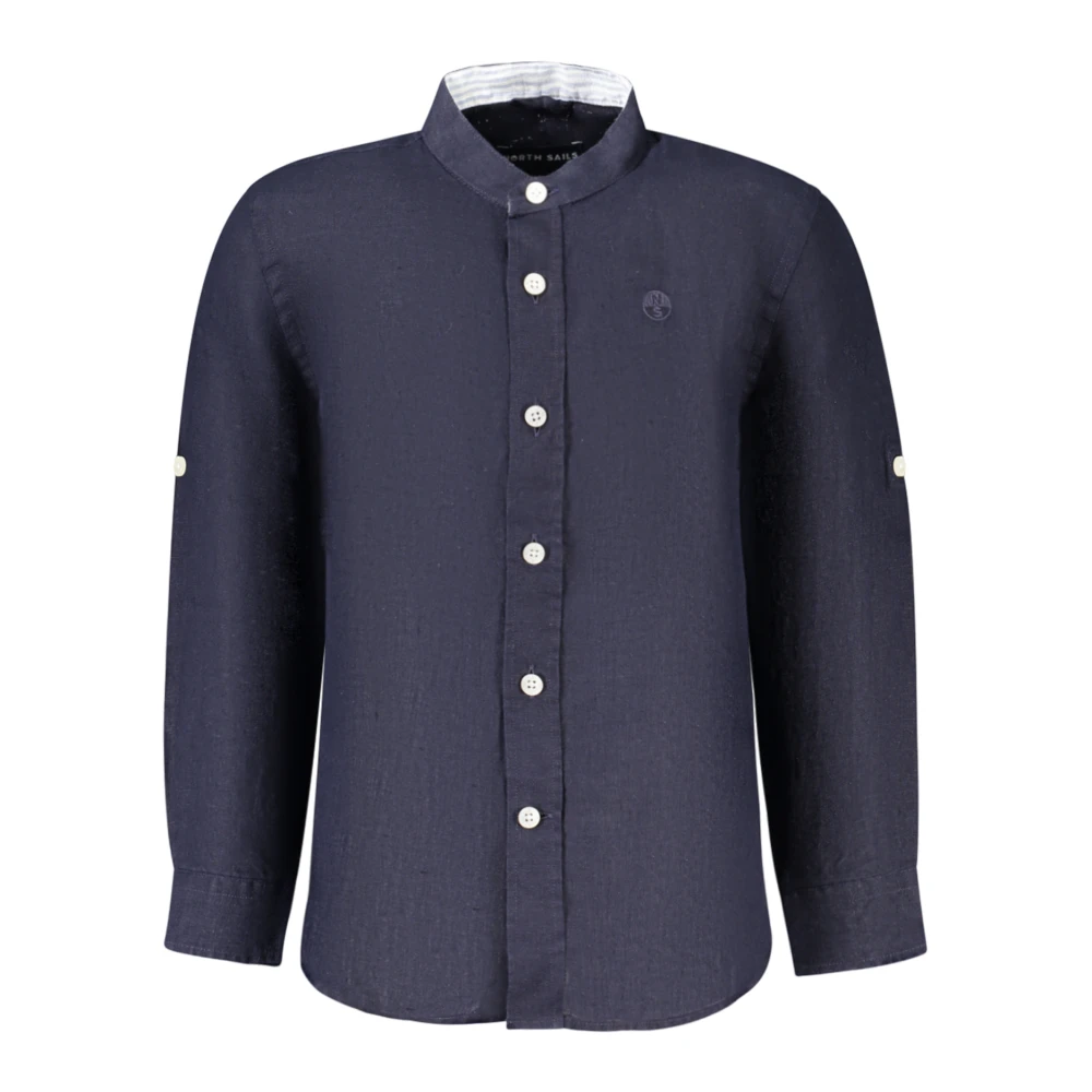 North Sails Mandarin Shirt With Embroidered Logo - Unisex - Kids Shirts - Blue - 14 Y - Kids