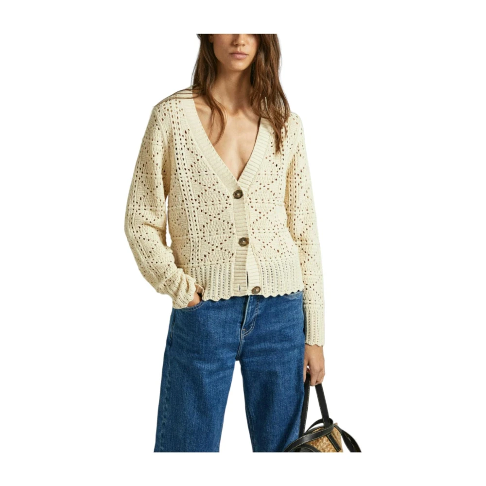 Pepe Jeans Elegante Cardigan met knoopsluiting Beige Dames