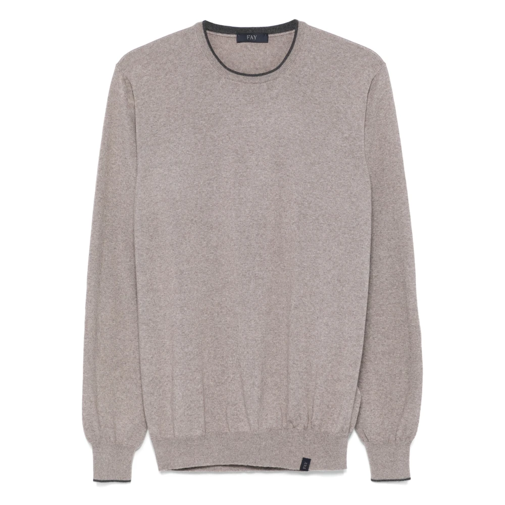 Fay Beige Trui met Contrast Patches Beige Heren