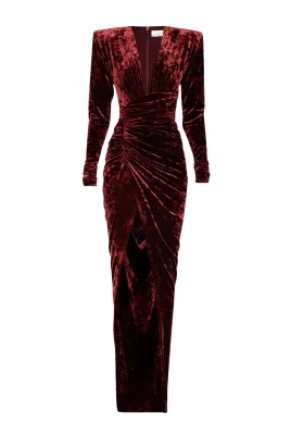 Velour Klänning Med Drapering
