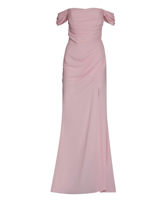 robe-en-crepe-drapee-avec-fente-laterale
