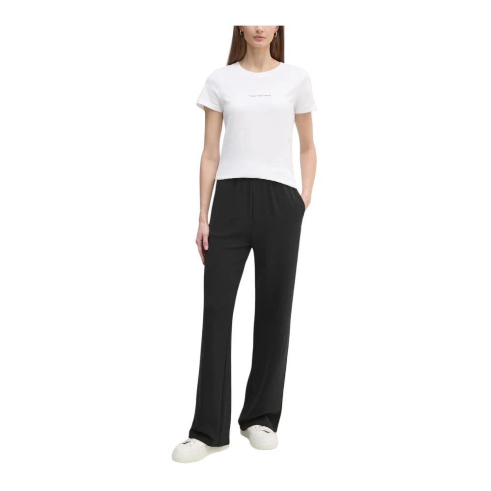 Calvin Klein Jeans Witte Katoenen T-shirt met Korte Mouwen White Dames