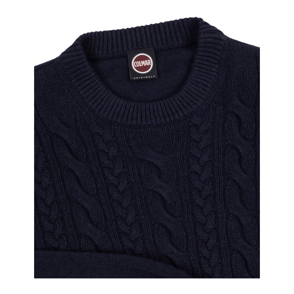 Colmar Blauwe Cable-Knit Crew-Neck Sweater Blue Heren