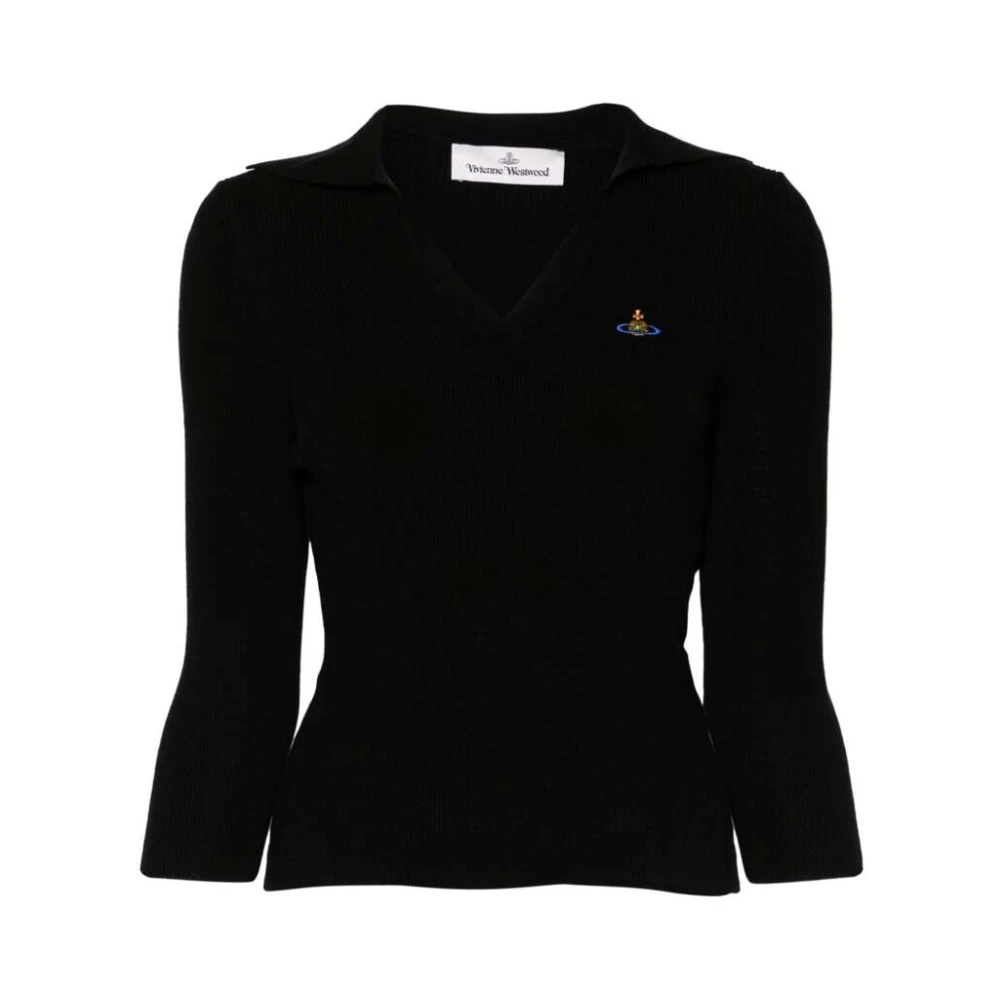 Vivienne Westwood Zwart Multicolor Gebreide Polo Sweater Black Dames