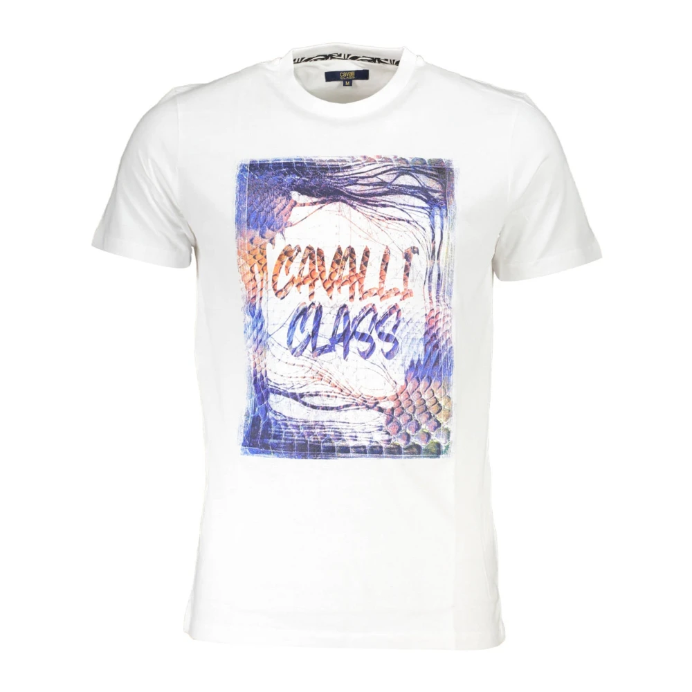 Cavalli Class Witte T-shirt met korte mouwen en logo print White Heren