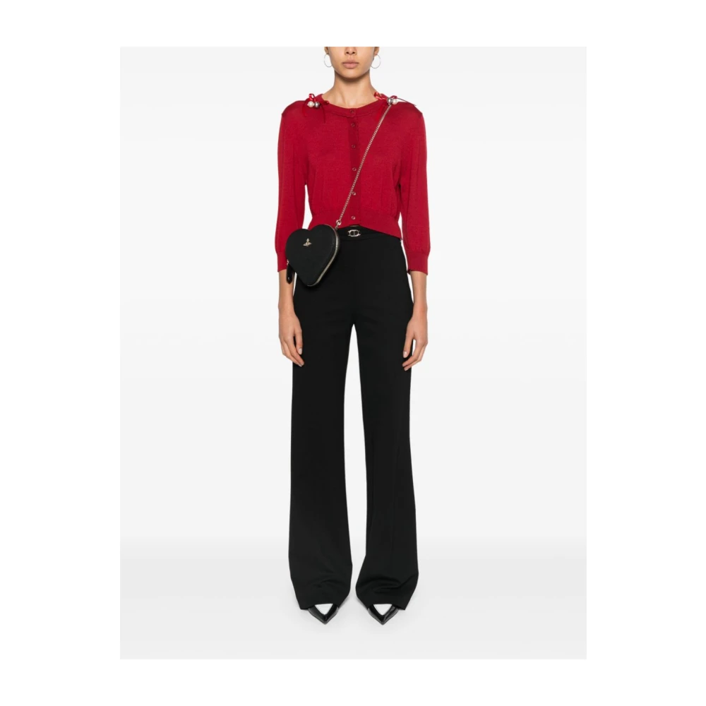 Twinset Zwarte elastische broek met gouden logo Black Dames
