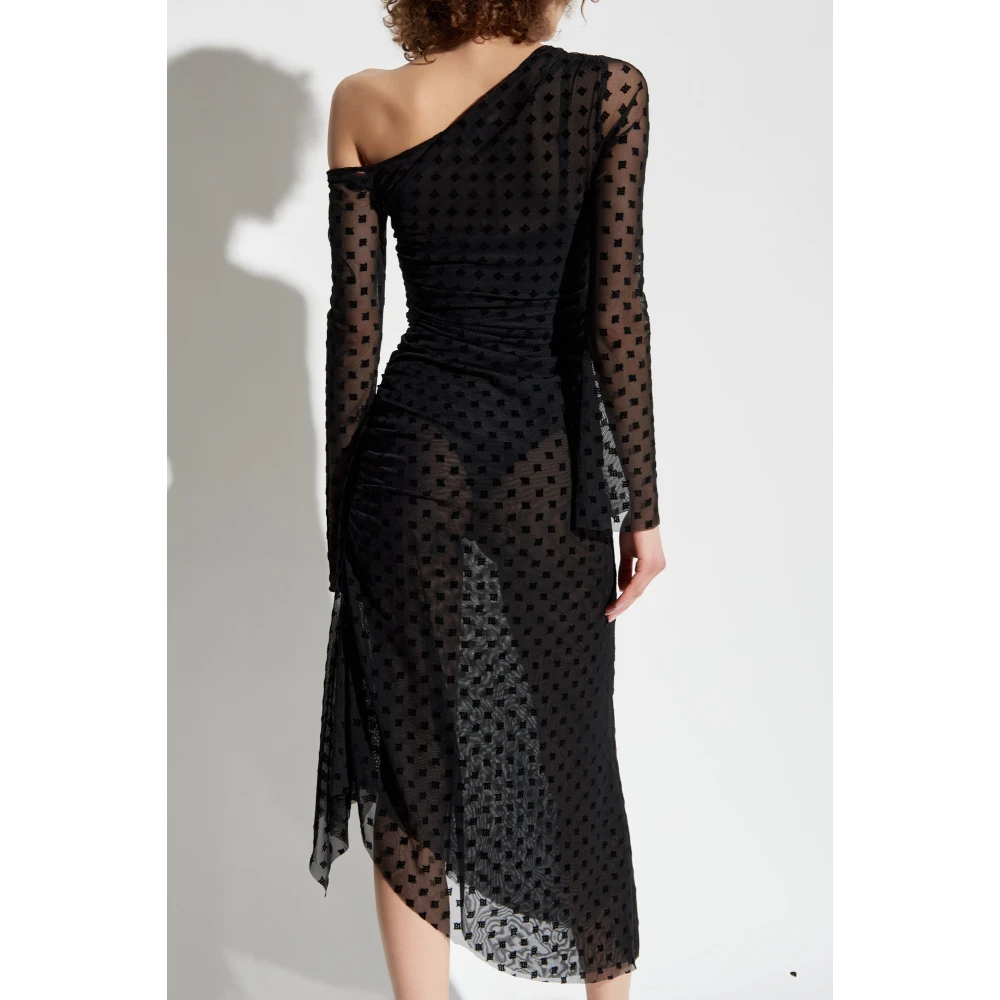 Misbhv Jurk met monogram en fluwelen afwerking Black Dames
