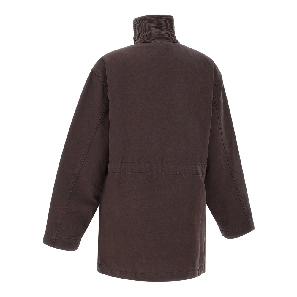 Rotate Birger Christensen Bruine Katoenen Parka met Corduroy Kraag Brown Dames