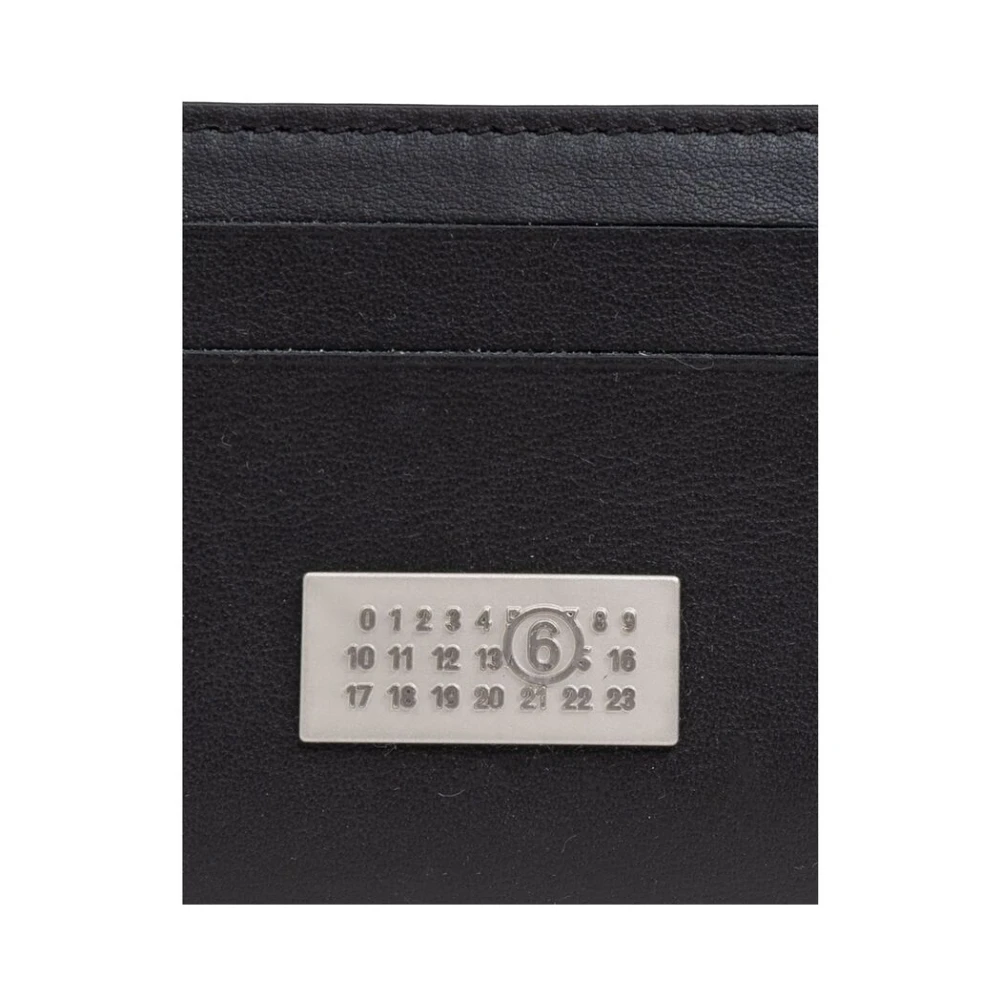 MM6 Maison Margiela Zwarte leren portemonnee met logoplak Black Dames