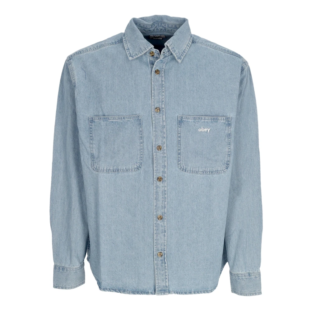Obey Denim Geweven Indigo Overhemd met Lange Mouwen Blue Heren