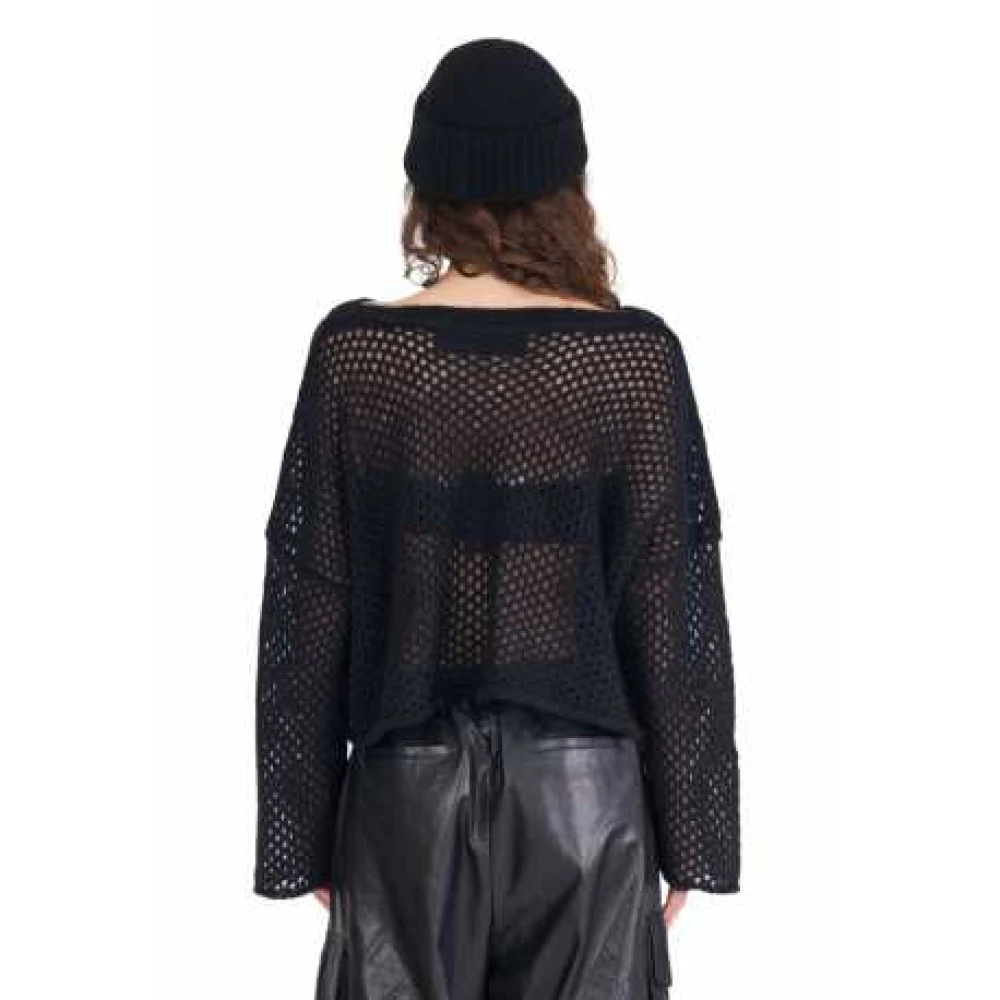 Isabel Benenato Zwarte Veiligheidsspeld Trui Oversized Black Dames