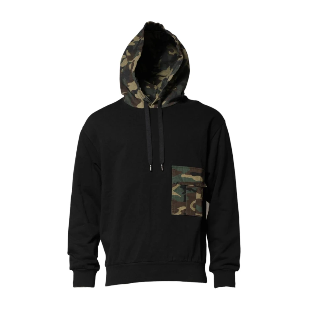 Dolce & Gabbana Men's Black Camouflage Hooded Sweatshirt
