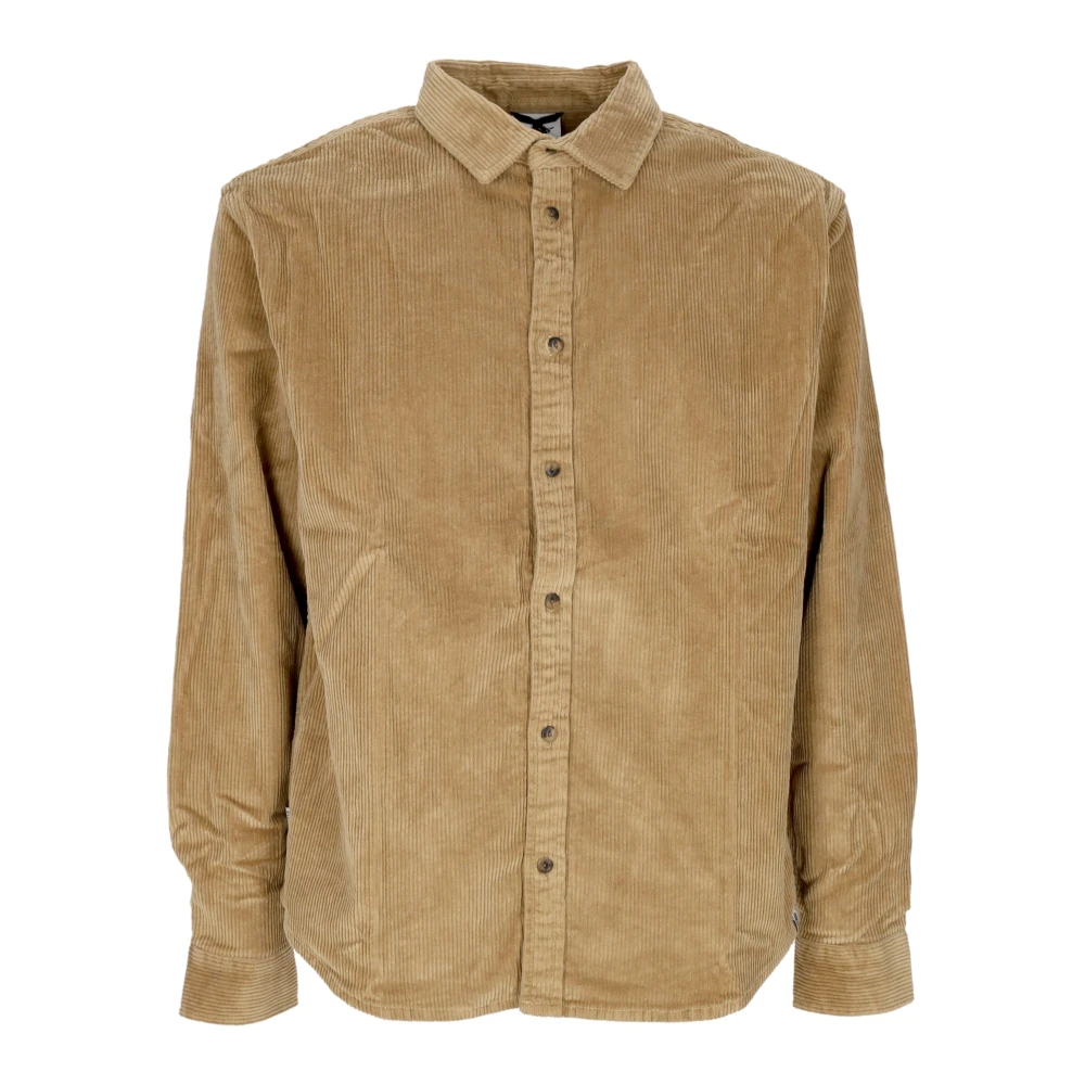 Element Green Casual Shirts, Male, Xl, Velvet Tree Icon Cord Shirt Khaki