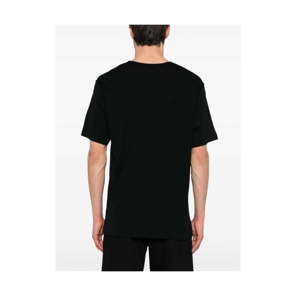 Lemaire Zwart Geribbelde Gebreide T-Shirt Black Heren