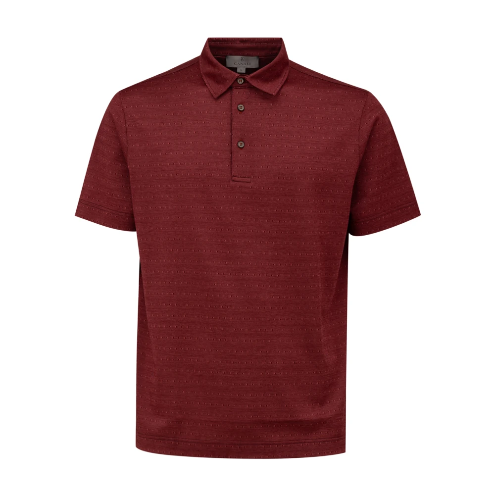 Canali Bordeaux korte mouw polo shirt Red Heren