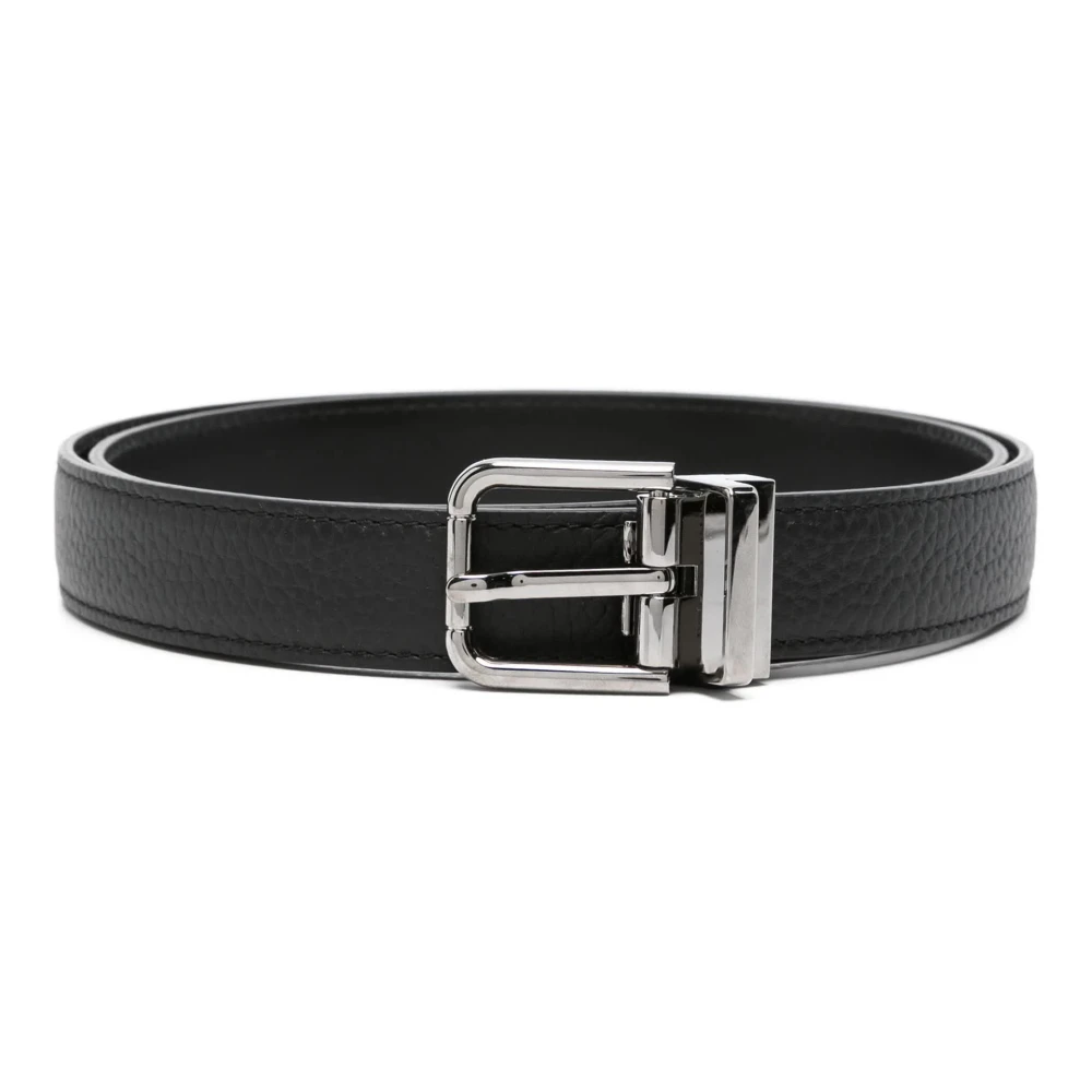 Dolce & Gabbana Zwart Kalfsleren Rolgesp Riem Black Heren