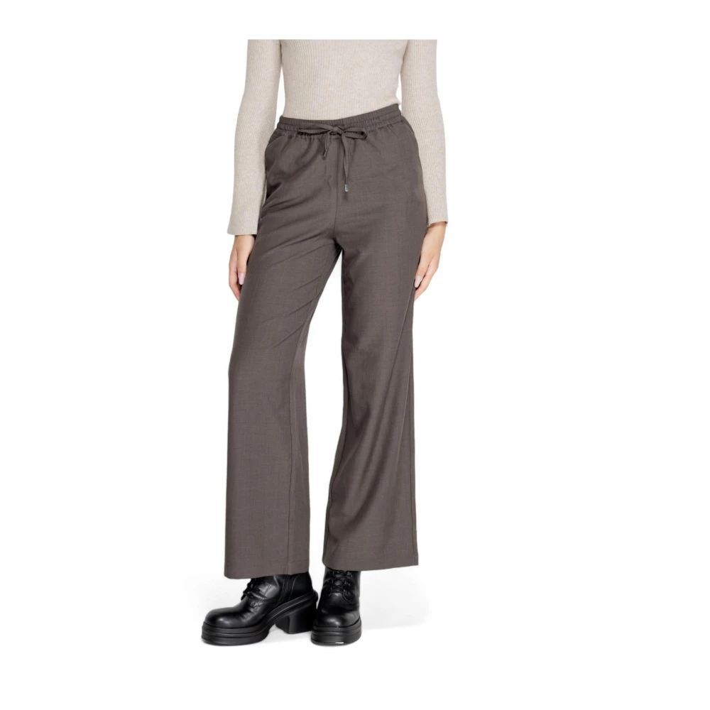 Only Grijze Vetersluiting Wijde Broek Gray Dames