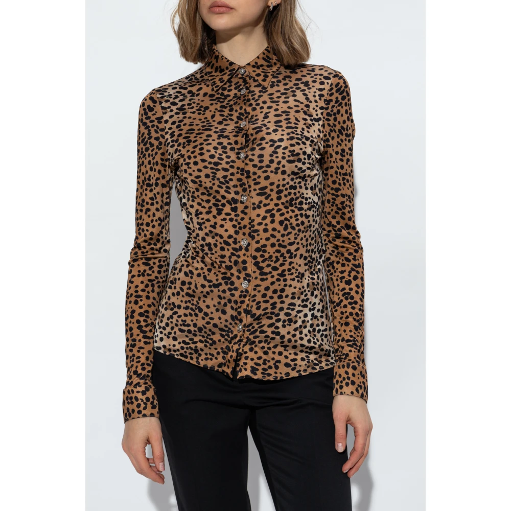 Versace Shirt met dierenmotief Brown Dames