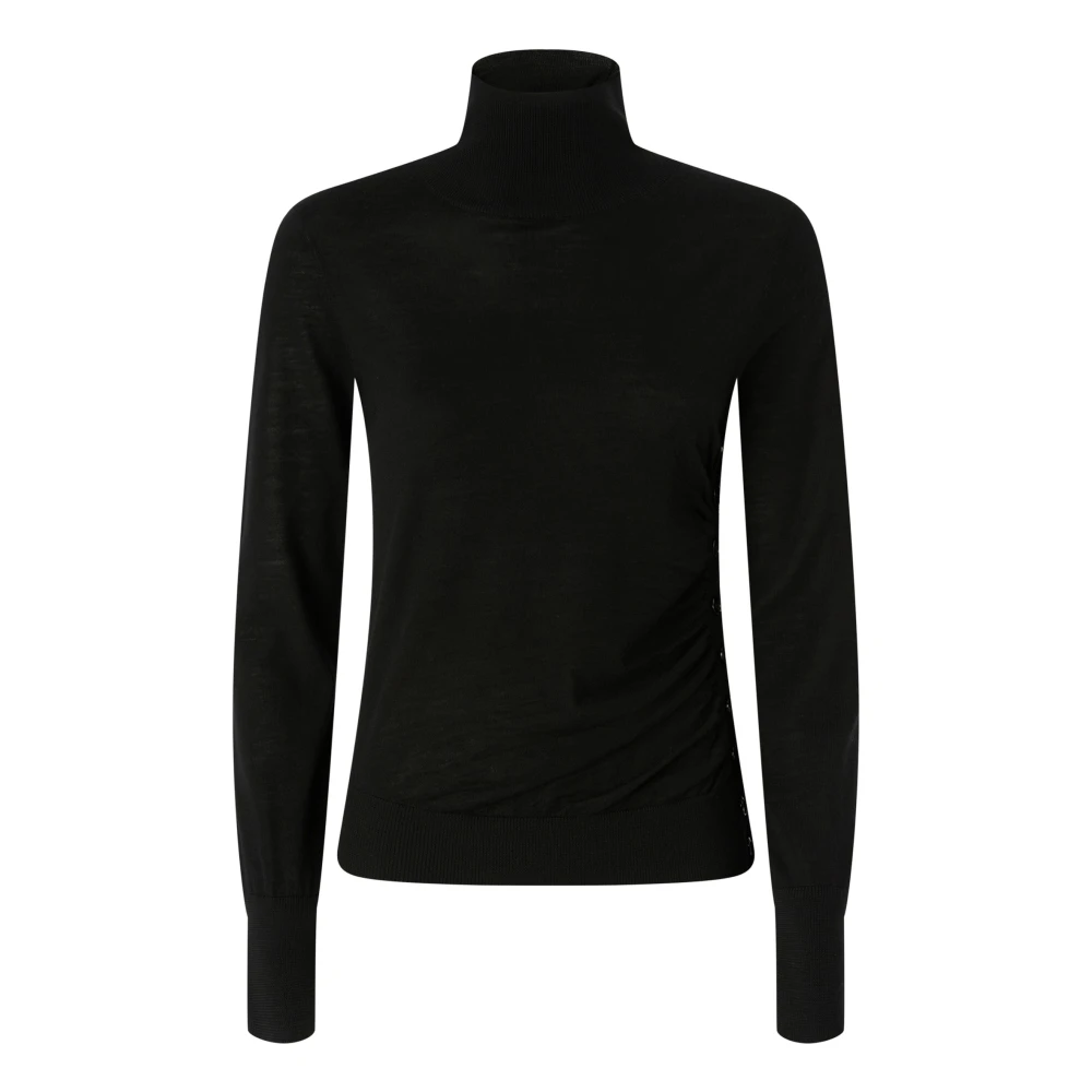 Pinko Women's Black Ribbed Turtleneck Jumper - Turtlenecks - Xl - Knitwear