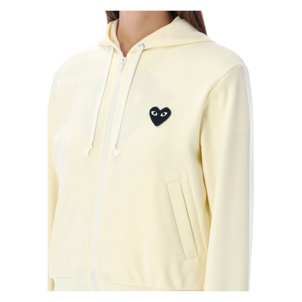 Comme des Garçons Zwart Hart Rits Hoodie Gebreide Kleding Beige Dames