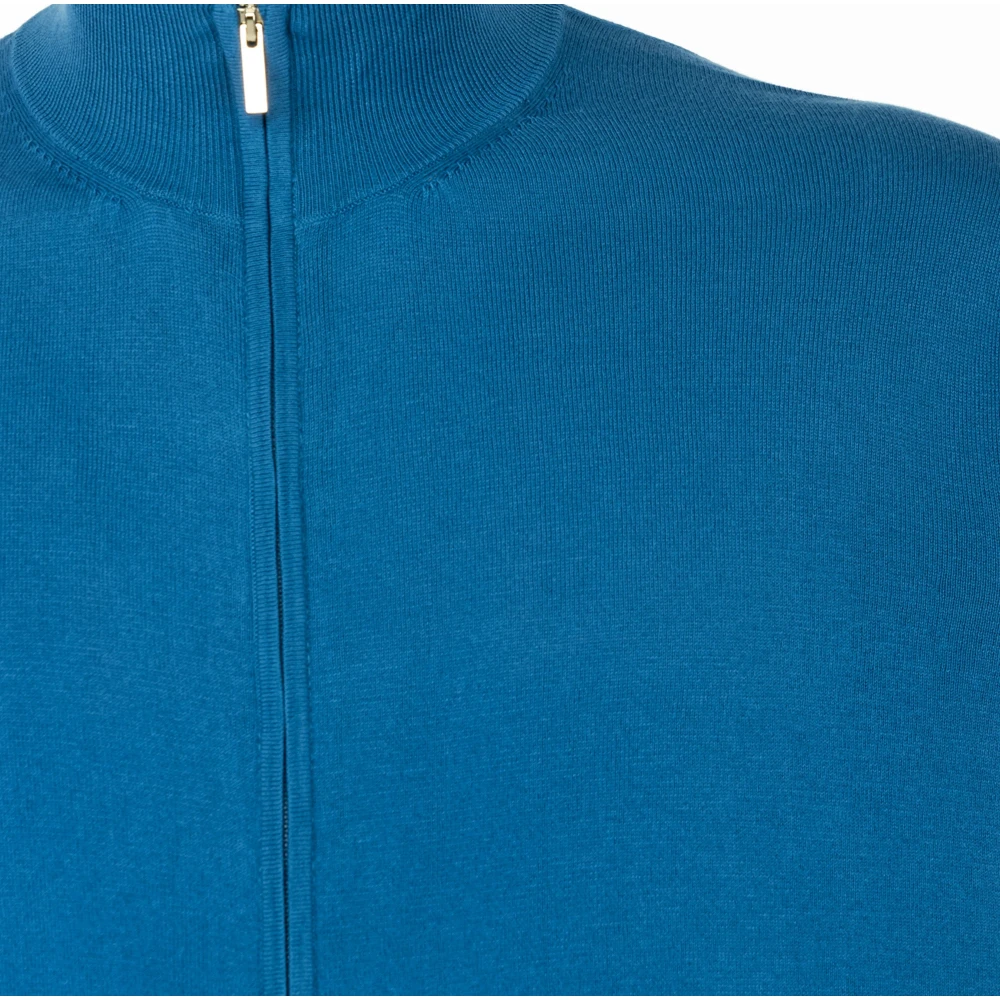 Cashmere Company Heren Katoenen Trui met Rits Blue Heren