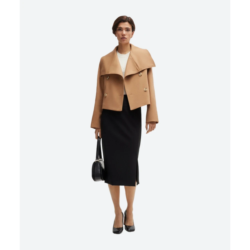 Hugo Boss Extra Slim Fit Kokerrok met Plooien Black Dames