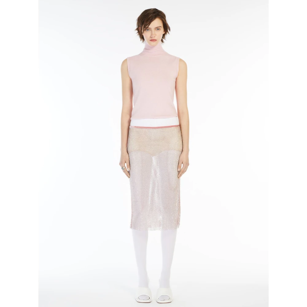 SPORTMAX Roze Gebreide Hoge Hals Top Pink Dames
