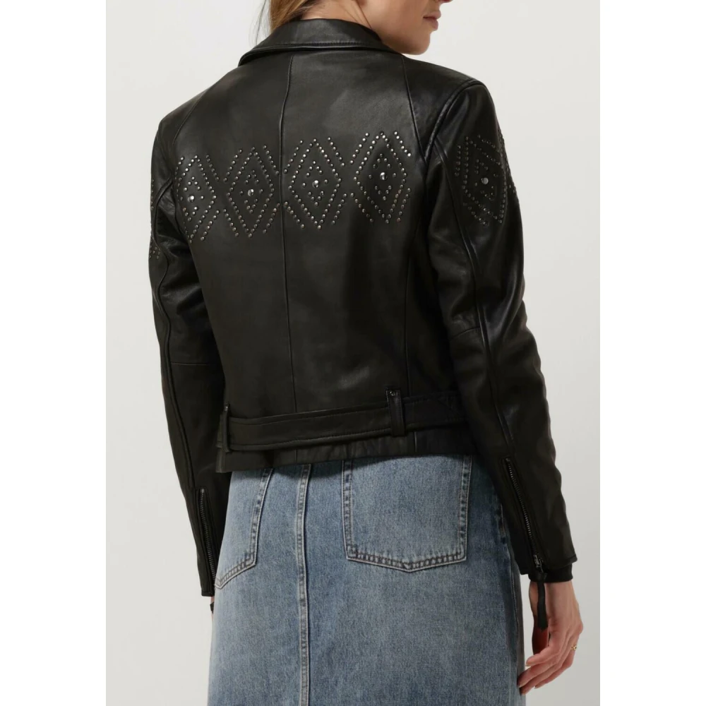 Ibana Zwarte Leren Jas Vrouwen Blinn Black Dames