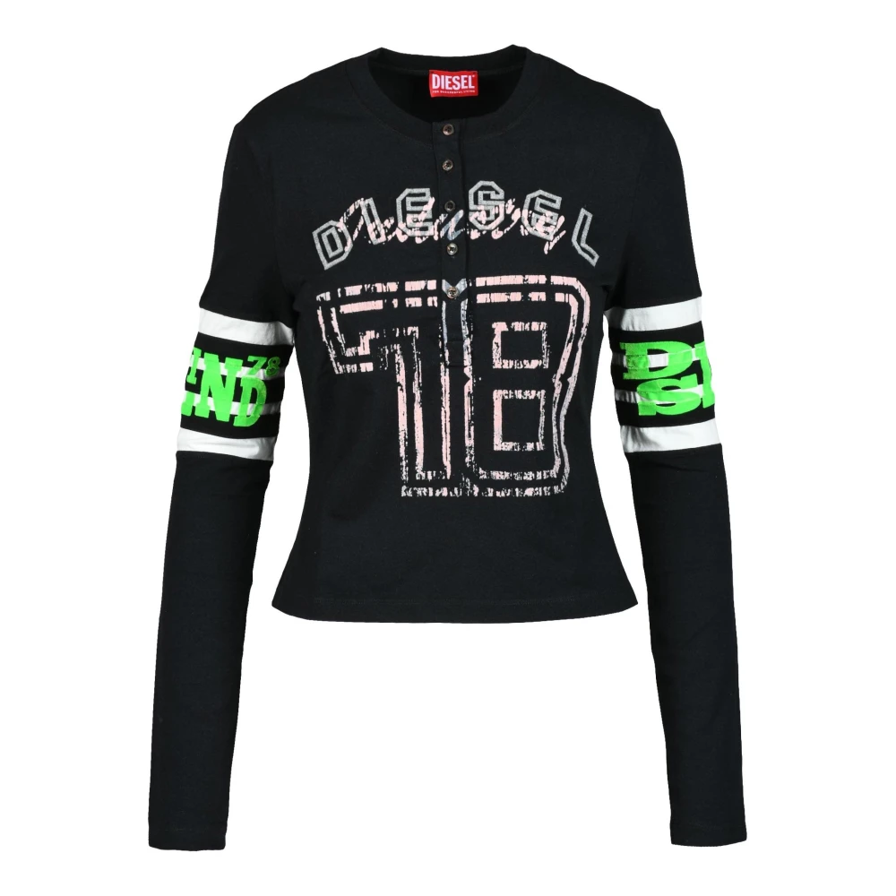 Diesel Katoen Elastaan T-shirt Black Dames