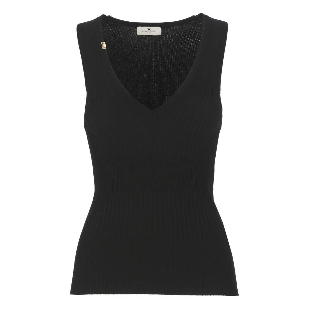 Elisabetta Franchi Zwarte Mouwloze Top met Wijde Hals Black Dames