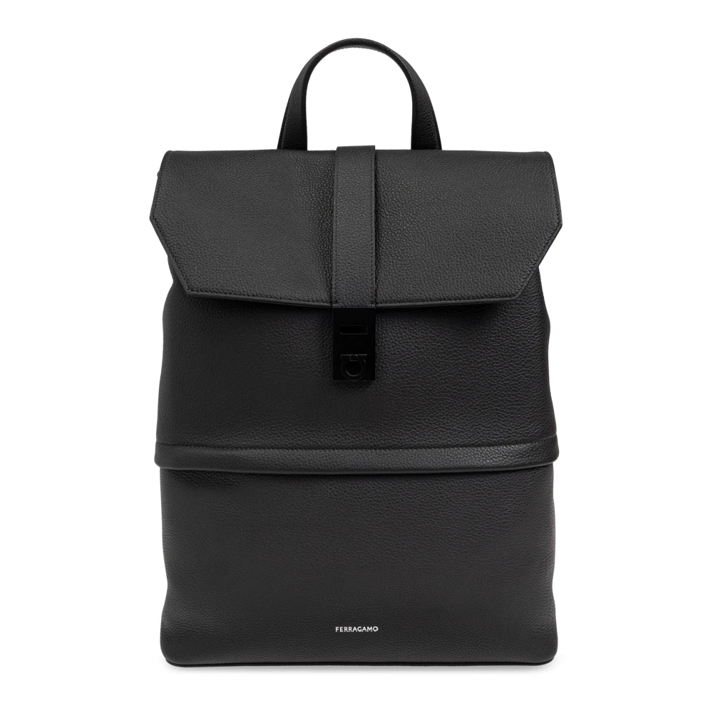 Salvatore Ferragamo Leren rugzak Black Heren