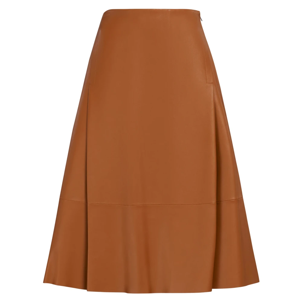 Marni Nappa läder midi kjol Brown, Dam