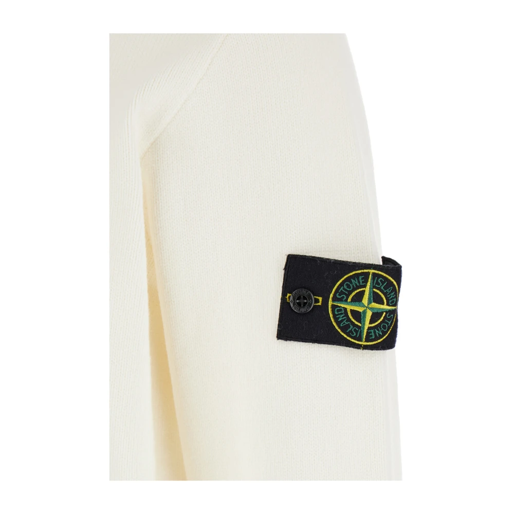 Stone Island Witte Ronde-Hals Gebreide Trui voor Mannen White Heren