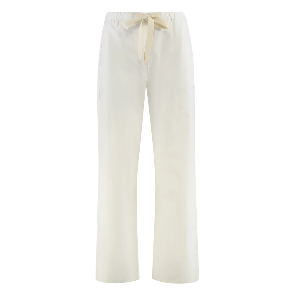 Max Mara Women's Beige Poplin Drawstring Trousers - Wide Trousers - Xs - Trousers