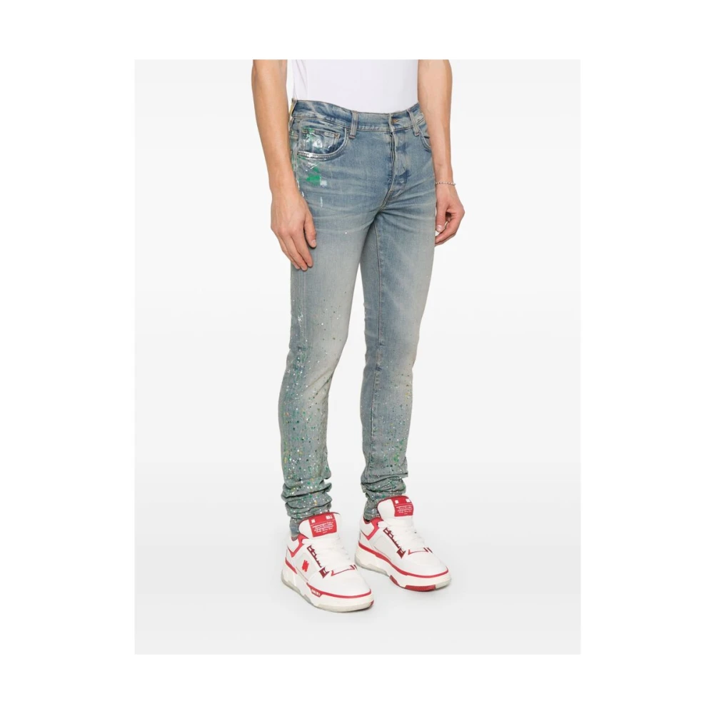 Amiri Lichtblauwe Verfspatten Jeans Blue Heren