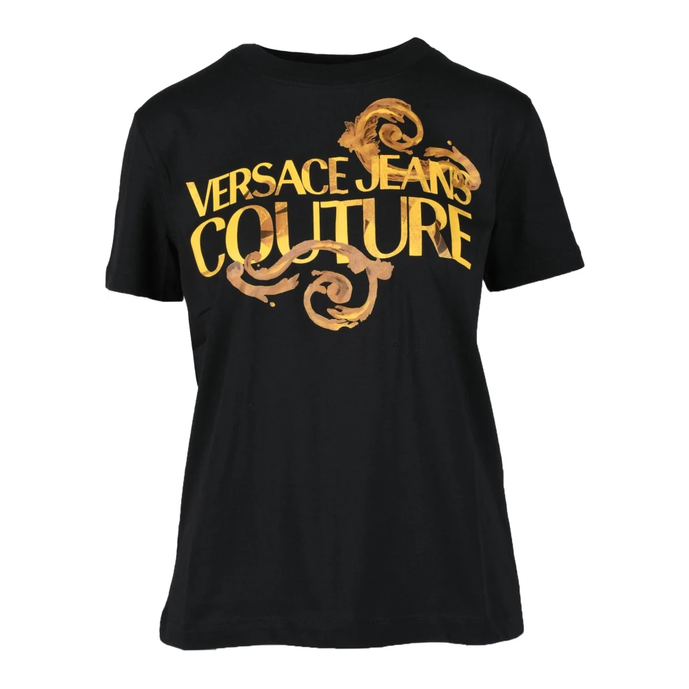 Versace Jeans Couture Katoenen T-shirt met Stijlvol Ontwerp Black Dames