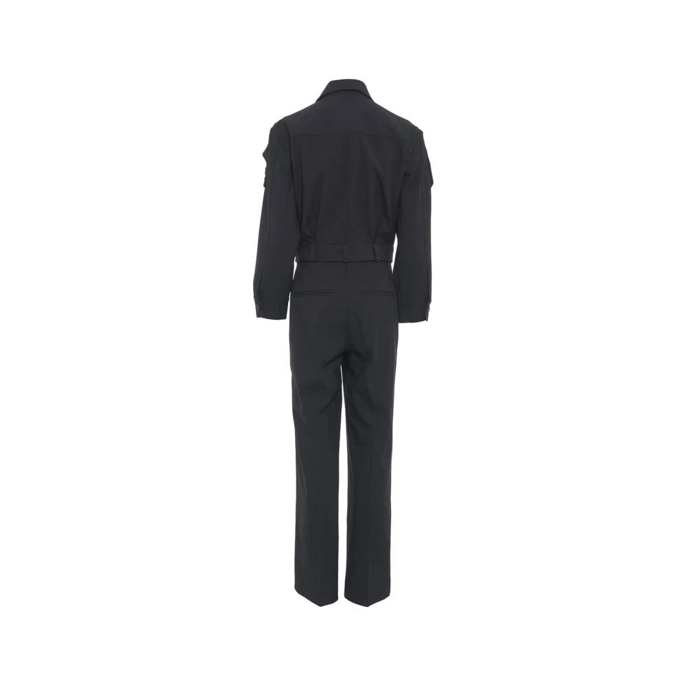 Second Female Zwarte Jumpsuit met Overhemdkraag en Tailleband Second Dames Black Dames