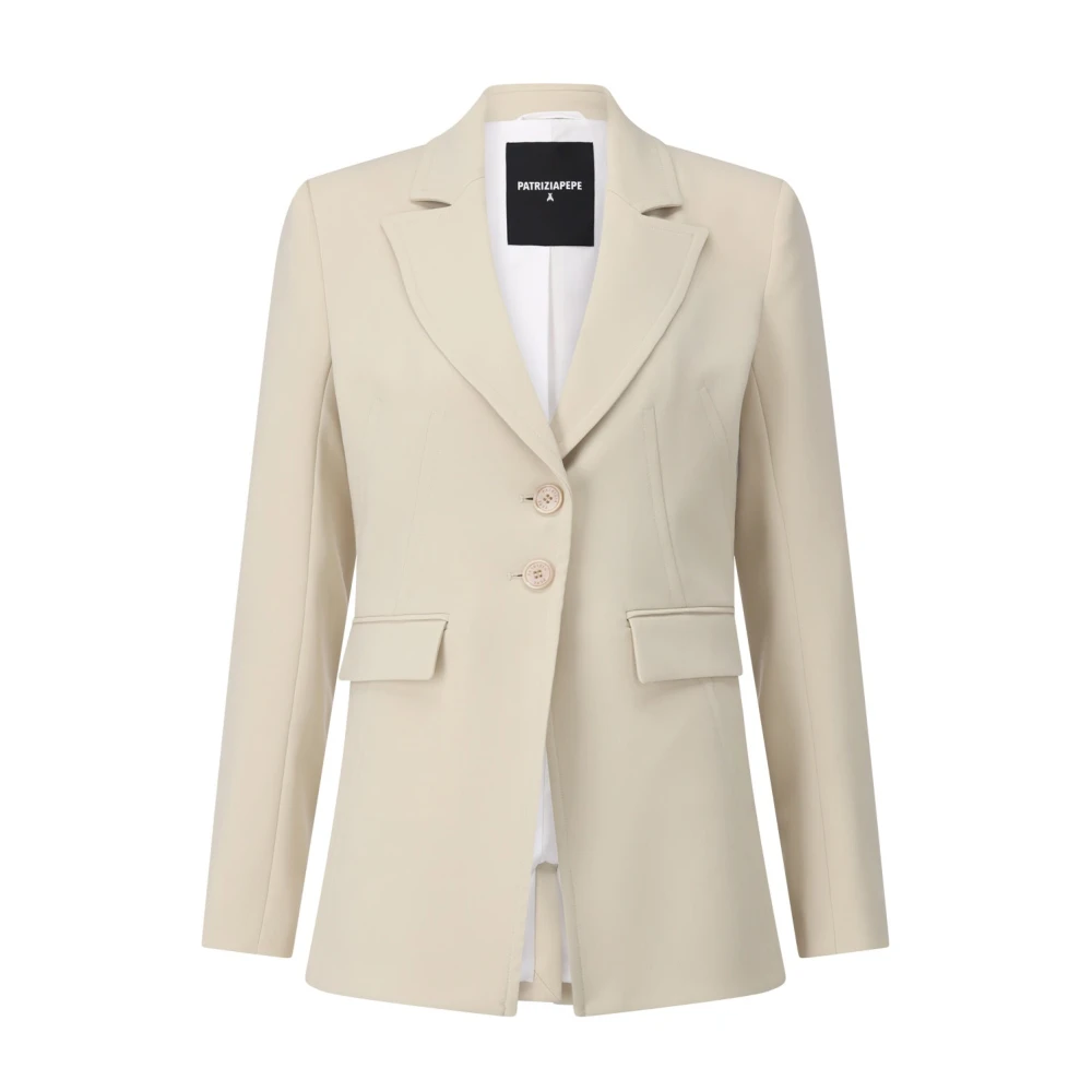 Patrizia Pepe Mujer Beige Blazer Entallado Con Puños Con Logo