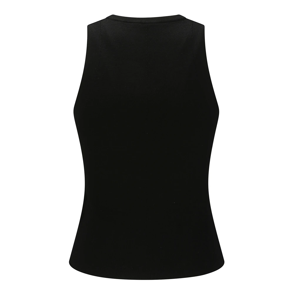 Diesel Mouwloze Geribbelde Top met Metalen Logo Black Dames