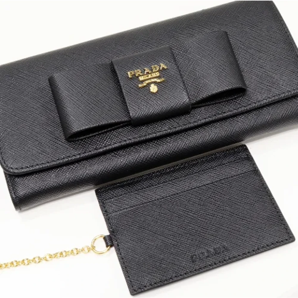 Prada Vintage Pre-owned Leather wallets Black Dames