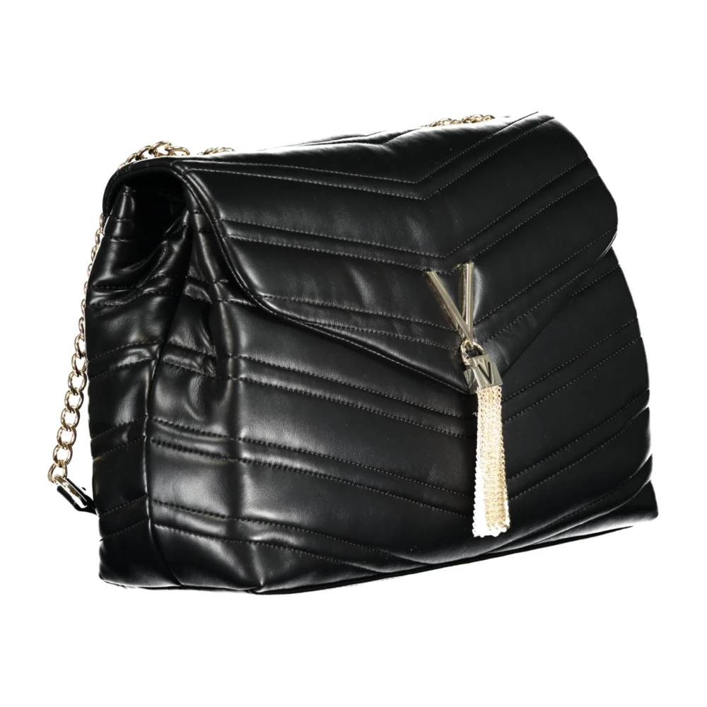 Valentino by Mario Valentino Zwarte Crossbody Tas met Ketting en Meerdere Compartimenten Black Dames