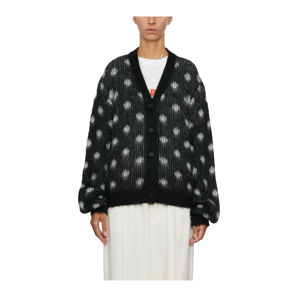 Marni Mohair Cardigan met Polka Dots Black Dames