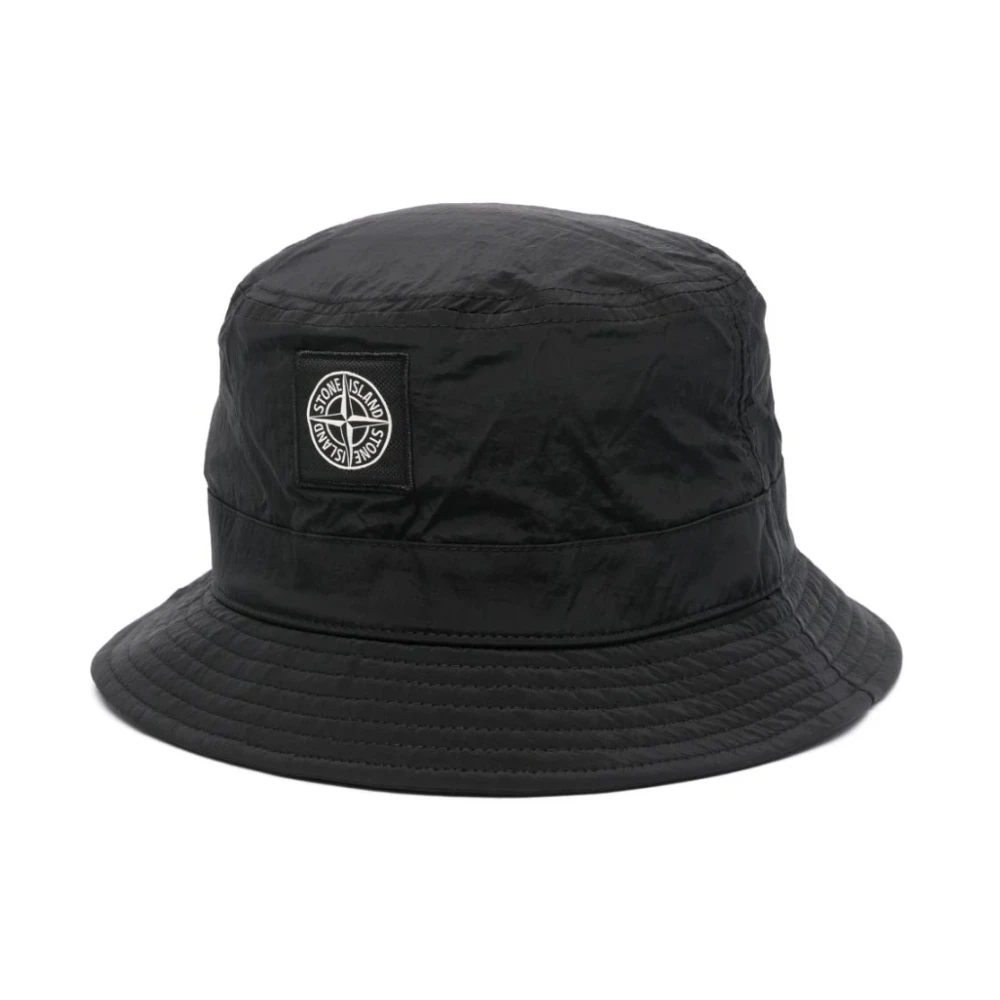 Stone Island Zwarte hoeden met kompas patch logo Black Heren