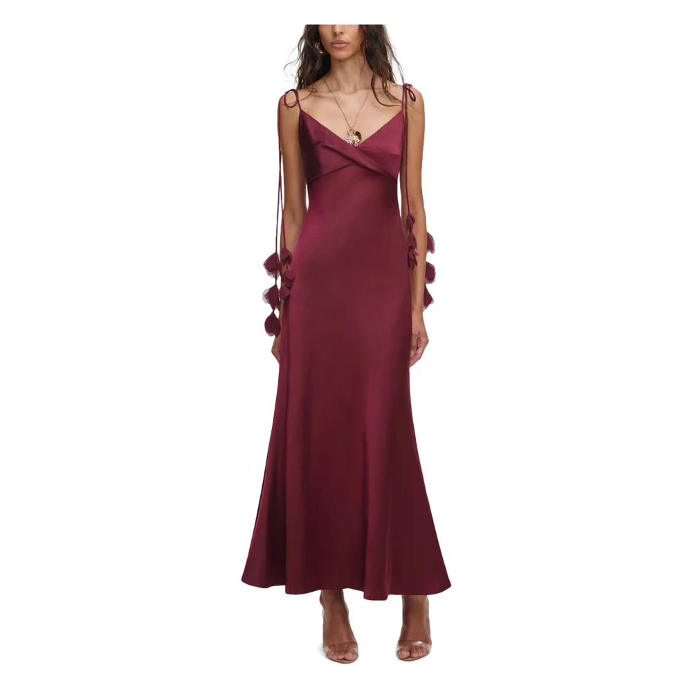Self Portrait Women's Purple Satin Flower Midi Dress
