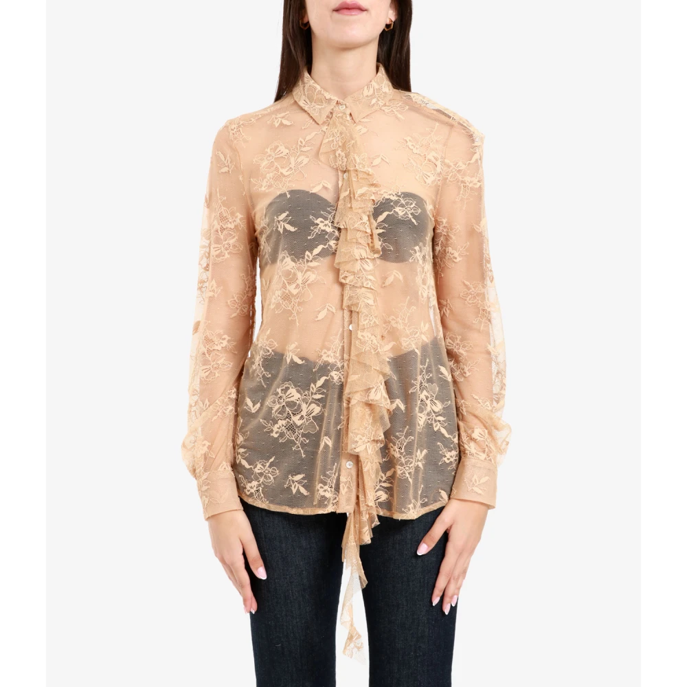 Aniye By Overhemd met kantkraag Beige Dames