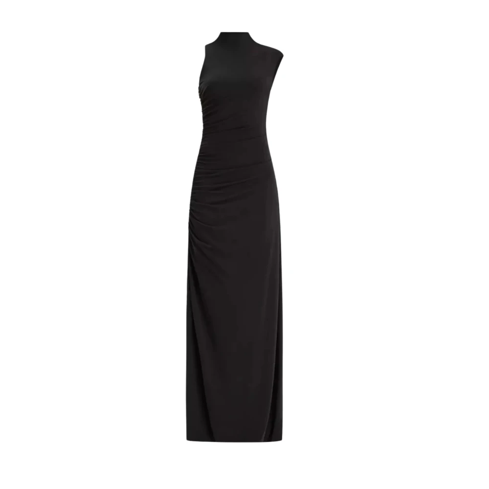 Herve Leger Zwarte Maxi Jurk met Golf Halslijn Black Dames